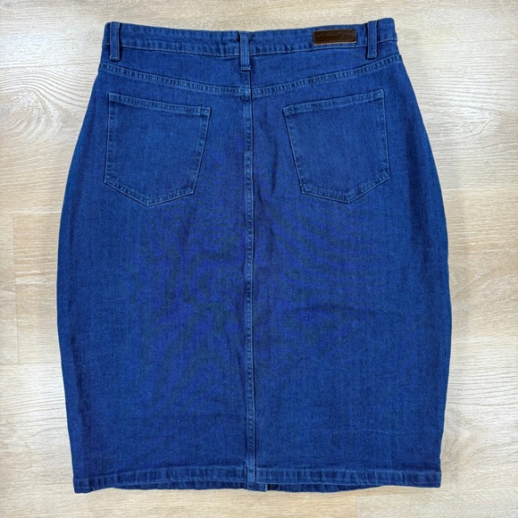 All About You Denim‎ Skirt Button Front Pockets Pencil Casual Chic Size 34 - Picture 6 of 7